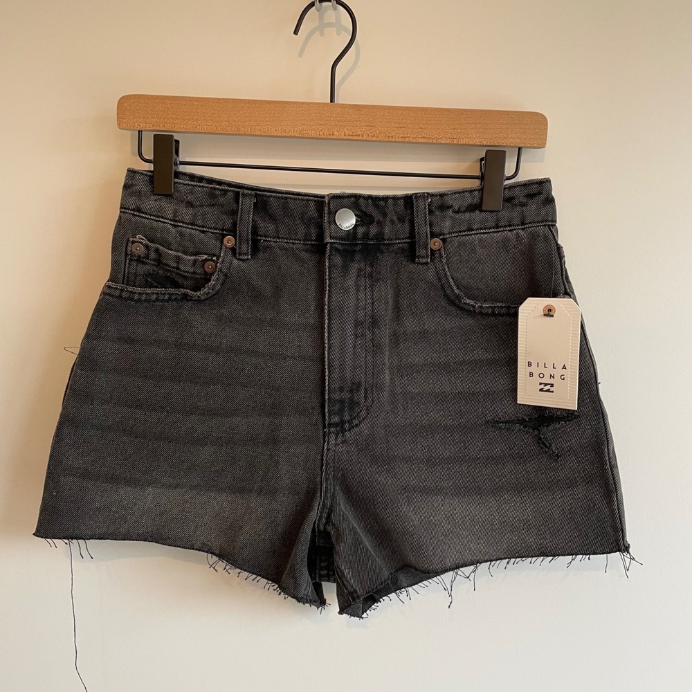 Billabong High Tides Distressed Cutoff Jean Shorts Women's Size 26 Black‎ Nwt
